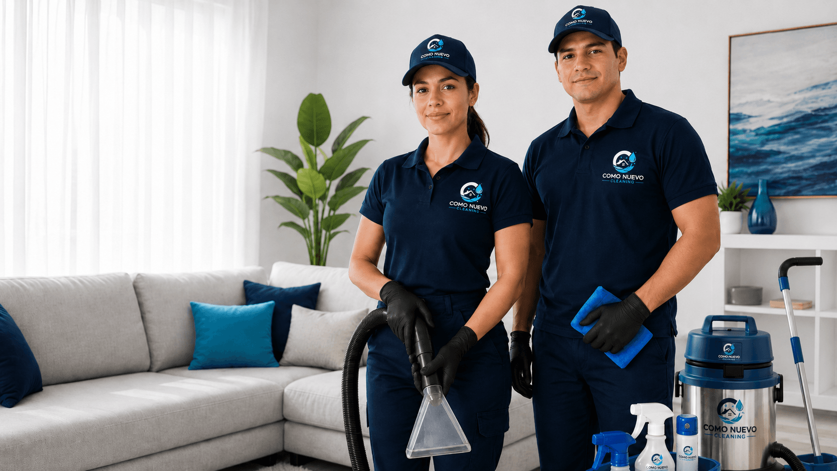 Equipo de Como Nuevo Cleaning con uniforme oficial