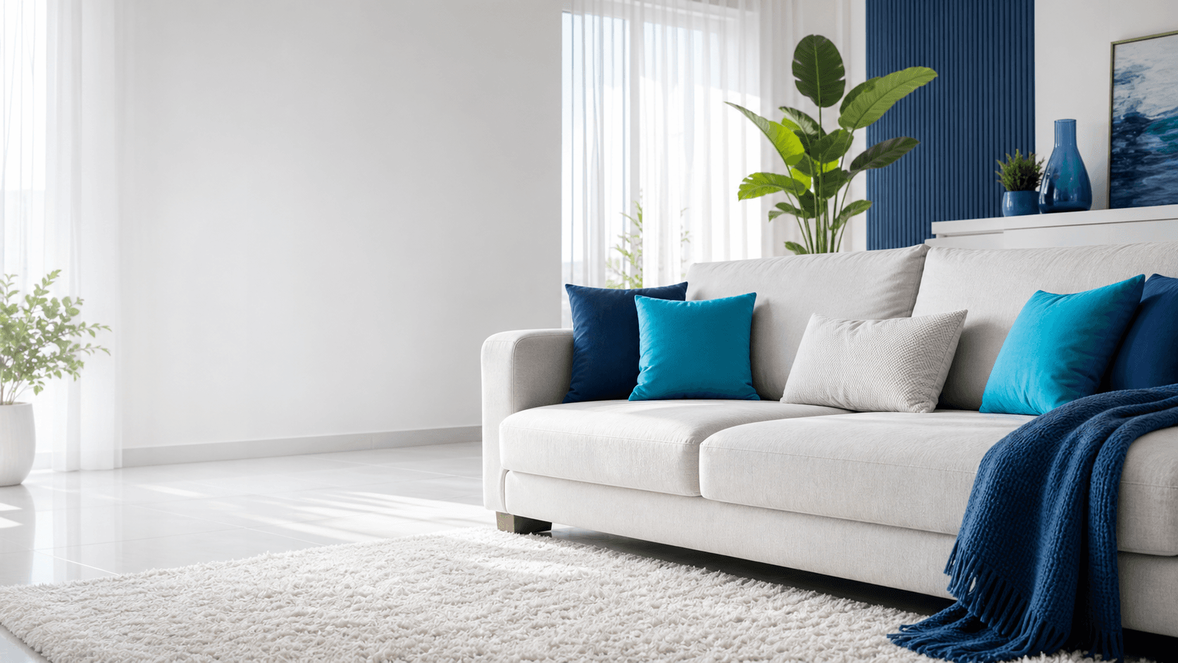 Sala limpia con sofa premium